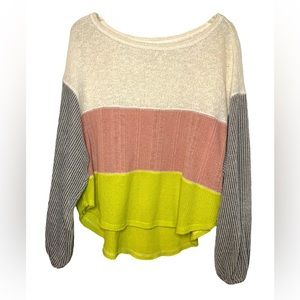 By Together Boutique Women’s Small Neon Lights Color Block Dolman Sleeve Top